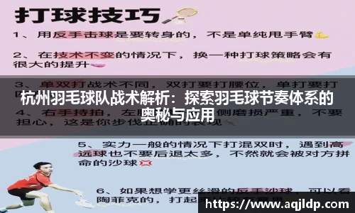 杭州羽毛球队战术解析：探索羽毛球节奏体系的奥秘与应用